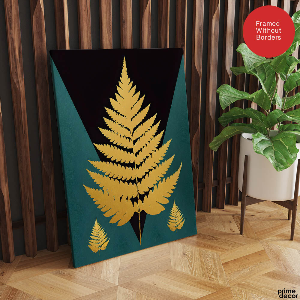 Gold Tropical Tree With Green And Black Background | Abstract Nature Artwork #0056 - Prime Décor
