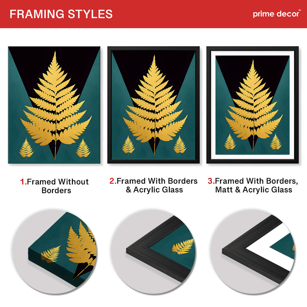 Gold Tropical Tree With Green And Black Background | Abstract Nature Artwork #0056 - Prime Décor