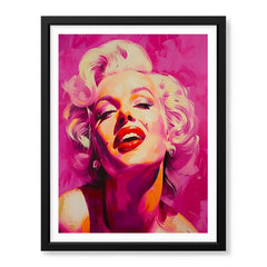 Marilyn Monroe Red Lips Artwork Over Pink Background | Abstract Fashion Artwork #00574