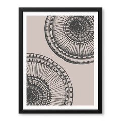 Black & White Ring Style Artwork Over Beige Background | Abstract Fashion Artwork #00576