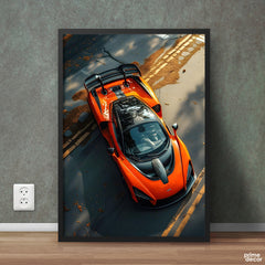 Orange McLaren Top View | Cars Wall Art - Prime Décor