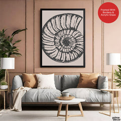 Black & White Shell Artwork Over Beige Background | Abstract Fashion Artwork #00577