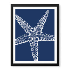 Beautiful White Starfish Design Over Blue Background | Abstract Fashion Artwork #00579