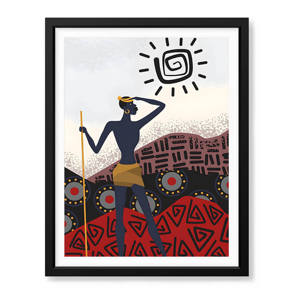 Blue & Gold African Women Art | Abstract Fashion Artwork #0057 - Prime Décor