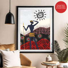 Blue & Gold African Women Art | Abstract Fashion Artwork #0057 - Prime Décor