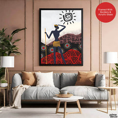 Blue & Gold African Women Art | Abstract Fashion Artwork #0057 - Prime Décor