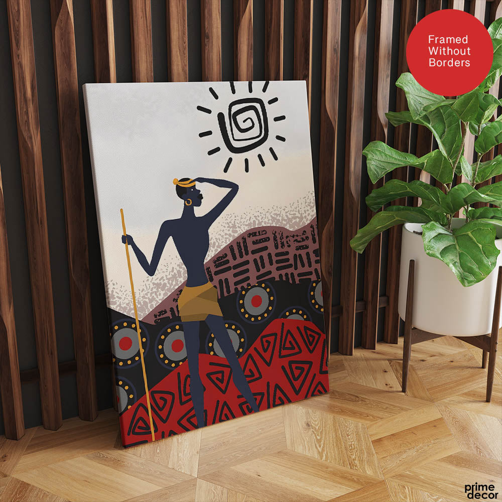 Blue & Gold African Women Art | Abstract Fashion Artwork #0057 - Prime Décor