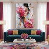 Beautiful Woman Amongst Peonies (Single Panel) Digital Painting Wall Art