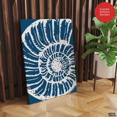 Beautiful White Fossil Shell Design Over Blue Background | Abstract Fashion Artwork #00580