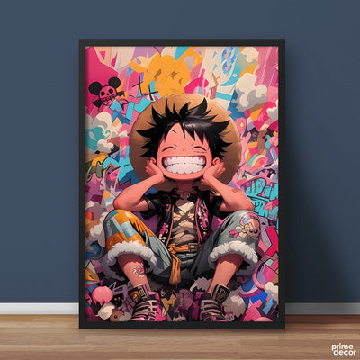 Monkey De Luffy Graffiti Style Illustration One Piece | Anime Wall Art - Prime Décor