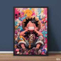 Monkey De Luffy Graffiti Style Illustration One Piece | Anime Wall Art - Prime Décor