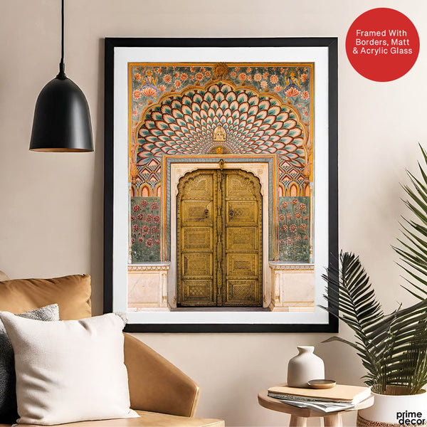 Aesthetic Historical Artwork Of A Door With Floral Wall | Abstract Historical Artwork #00585