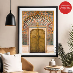 Aesthetic Historical Artwork Of A Door With Floral Wall | Abstract Historical Artwork #00585