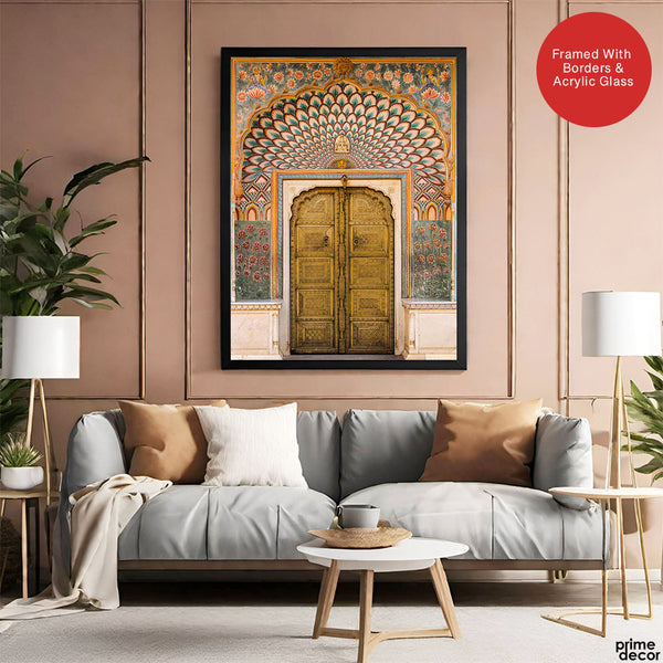 Aesthetic Historical Artwork Of A Door With Floral Wall | Abstract Historical Artwork #00585