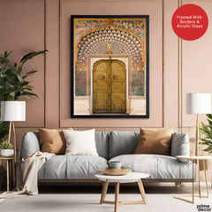 Aesthetic Historical Artwork Of A Door With Floral Wall | Abstract Historical Artwork #00585