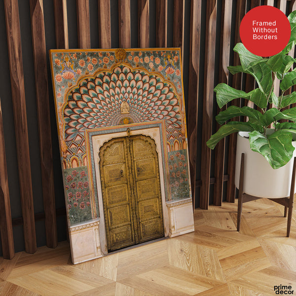 Aesthetic Historical Artwork Of A Door With Floral Wall | Abstract Historical Artwork #00585