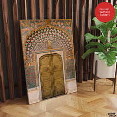 Aesthetic Historical Artwork Of A Door With Floral Wall | Abstract Historical Artwork #00585