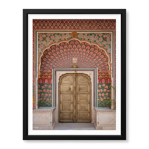 Aesthetic Historical Artwork Of A Door With Pink Floral Wall | Abstract Historical Artwork #00586