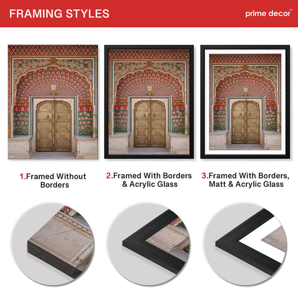 Aesthetic Historical Artwork Of A Door With Pink Floral Wall | Abstract Historical Artwork #00586