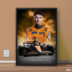 Lando Norris With McLaren Formula 1 Smoky Background | Cars Wall Art - Prime Décor