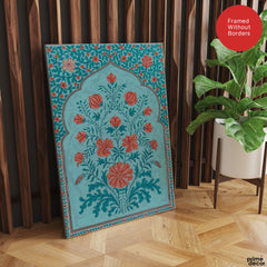 Aesthetic Mughal Era Artwork With Blue Background | Abstract Historical Artwork #00587