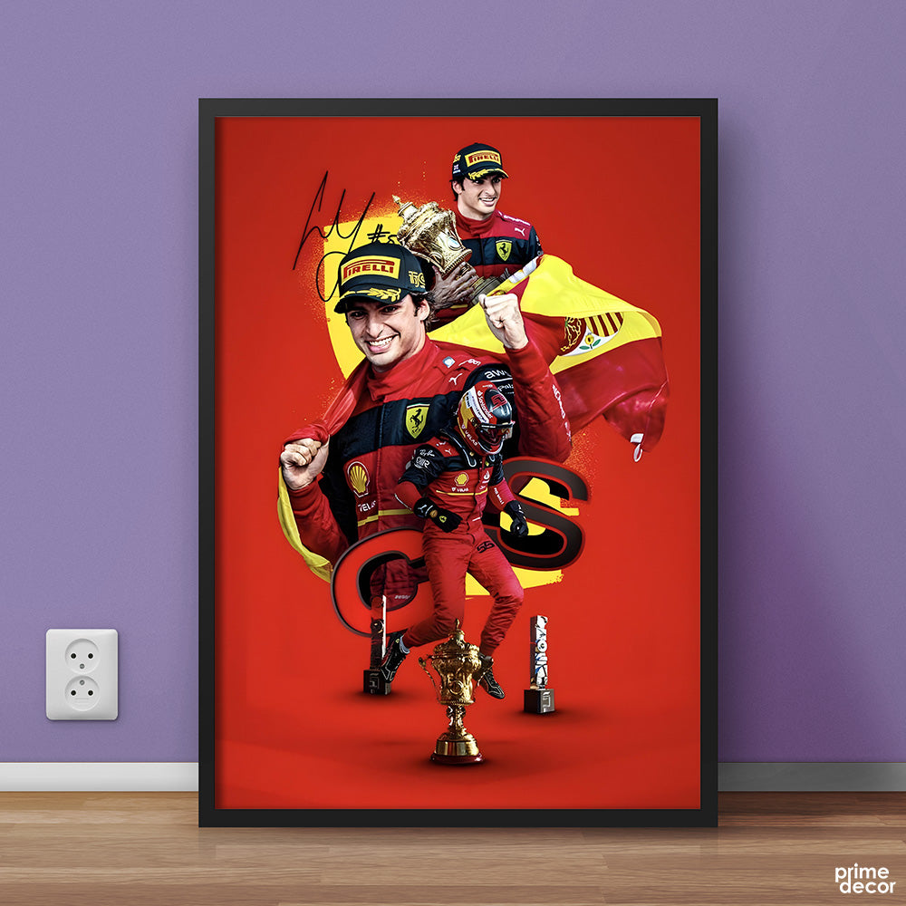 Carlo Sainz With Achievement Trophies | Cars Wall Art - Prime Décor