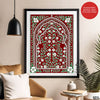 Aesthetic Mughal Era White & Green Floral Artwork | Abstract Historical Artwork #00589