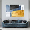 Blue & Gold Abstract Artwork Over White Background (Single Panel) Abstract Wall Art