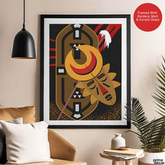 Brown Red & Gold African Face Design | Abstract Fashion Artwork #0058 - Prime Décor