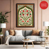 Mughal Era Red & Green Floral Artwork | Abstract Historical Artwork #00590