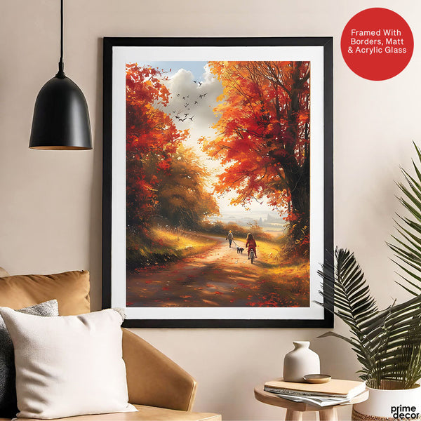 Kids In The Park Autumn Season View | Abstract Nature Artwork #00596