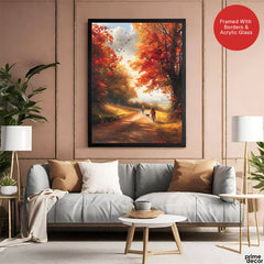 Kids In The Park Autumn Season View | Abstract Nature Artwork #00596