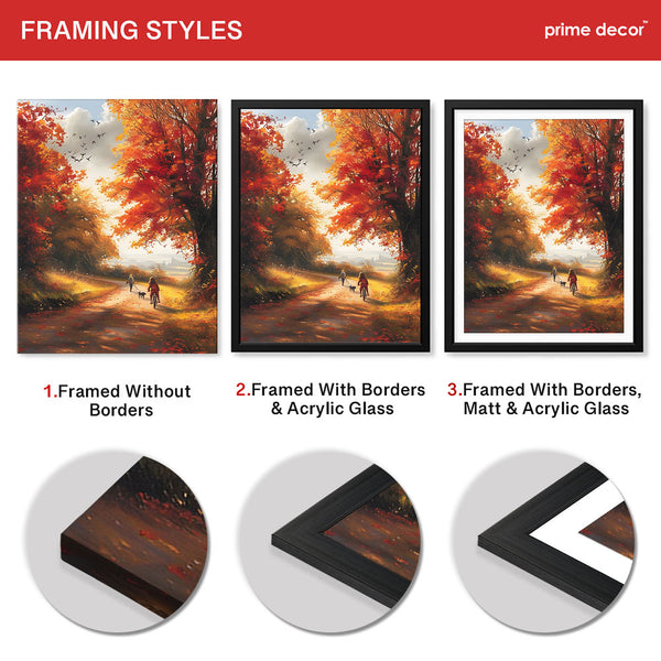 Kids In The Park Autumn Season View | Abstract Nature Artwork #00596