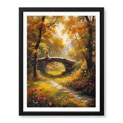 Little Girl Sitting In The Park With Flowers | Abstract Floral Artwork #00597