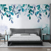 Beetle Green & Teal Watercolor Leaves Branches | Floral Wallpaper Mural