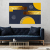 White & Gold Abstract Artwork Over Blue Background (Single Panel) Abstract Wall Art