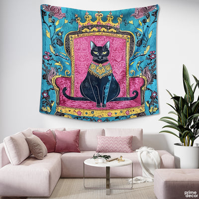 Beautiful Cultural Artwork Of A Cat With Necklace | Cultural Fashion Tapestry
