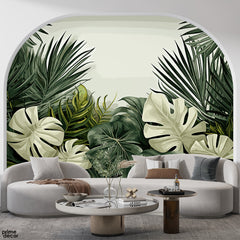 Abstract Green Exotic Leaves | Floral Wallpaper Mural