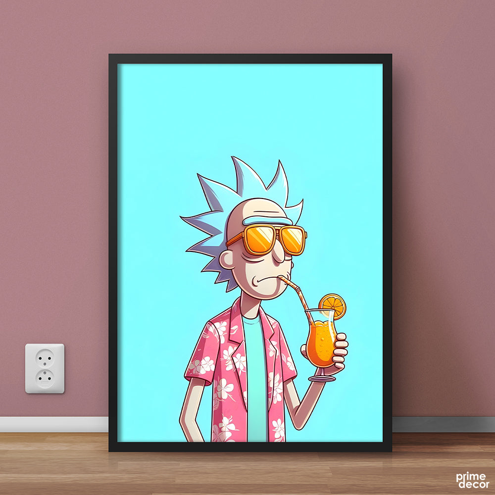 Cool Rick Sanchez Drinking Orange Juice | Series Wall Art - Prime Décor