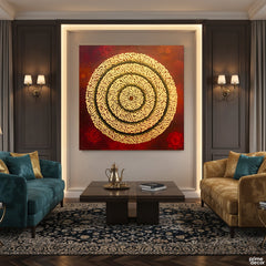Maroon Ayatul Kursi Gold Leaf Original Painting Acrylic Wall Art | Handmade Painting