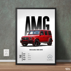 Red Mercedes G63 AMG G Wagon With Specs | Cars Wall Art - Prime Décor