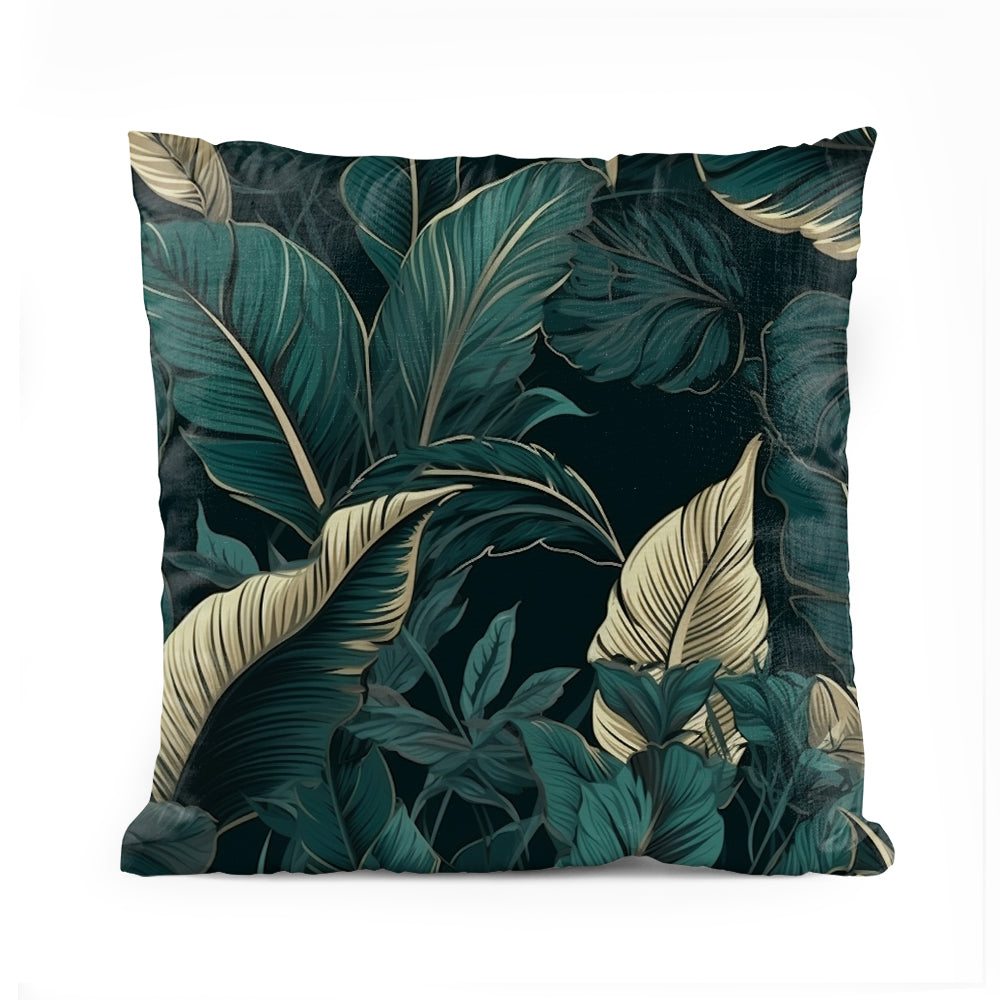 Dark Leaves & Feathers Pattern | Abstract Cushion #060 - Prime Décor