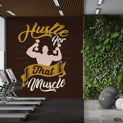 Hustle For That Muscle Typography | Gym Wallpaper Mural
