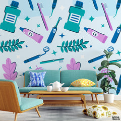 Dental Equipment Watercolor Illustrations | Office Wallpaper Mural - Prime Décor