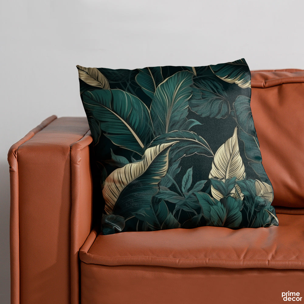 Dark Leaves & Feathers Pattern | Abstract Cushion #060 - Prime Décor