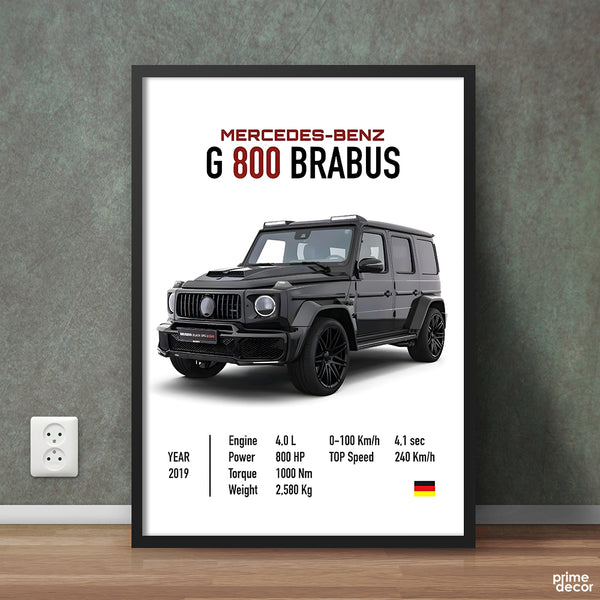 Black Mercedes G Wagon Brabus With Specs | Cars Wall Art - Prime Décor