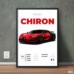 Reg Buggati Chiron With Specs | Cars Wall Art - Prime Décor