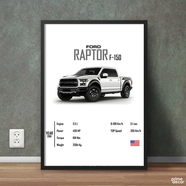 Ford Raptor F-150 2018 With Specs | Cars Wall Art - Prime Décor