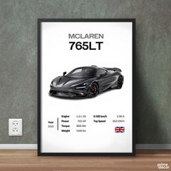 Black McLaren 765LT 2021 With Specs | Cars Wall Art - Prime Décor