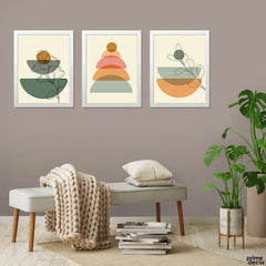 Pastel Minimal Flowers Line Art (3 Panel) Floral Wall Art